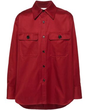 Saint Laurent Oversized-Collar Cotton Shirt - Red