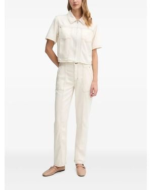 DKNY Zip-Front Denim Shirt - White