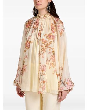 Hemant & Nandita Blusa Con Motivo Floral - Neutro
