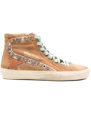Golden Goose Slide Studded Star Sneakers - Natural