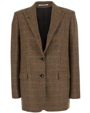 Tagliatore Berta Check-Pattern Single-Breasted Blazer - Brown