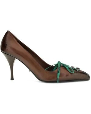 Prada Antiqued Leather Court Shoes - Brown