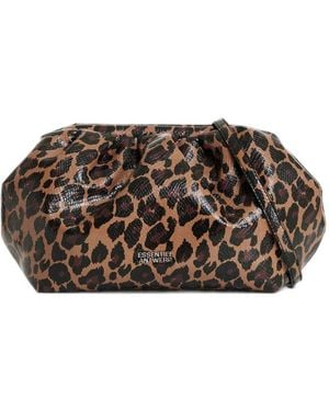 Essentiel Antwerp Kennie Leopard-Print Clutch Bag - Brown