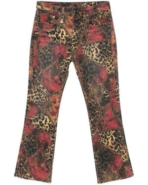 R13 Kick Leopard-Print Jeans - Grey