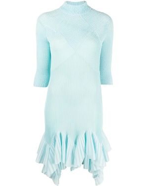 Givenchy Flounced Plissé Mini Dress - Blue