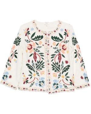 MAISON 123 Voltige Floral-Embroidered Cardigan - White