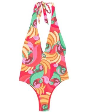 FARM Rio Bañador Con Cuello Halter - Blanco