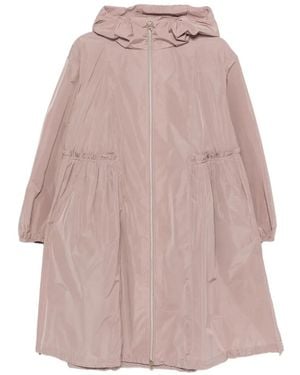 Herno Ruffled-Trim Hooded Parka - Pink