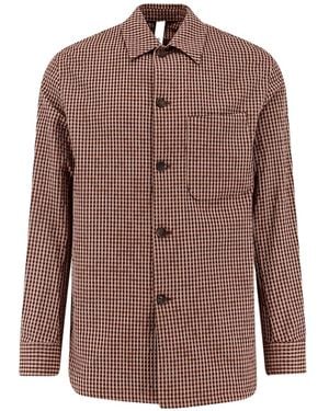 Hevò Chest-Pocket Checked Shirt - Brown