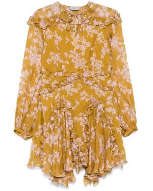 Elisabetta Franchi Dress With Flowers - Metallic