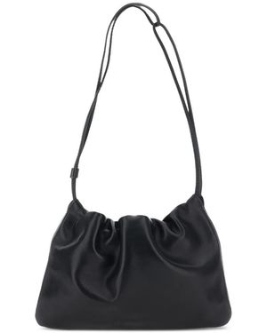 NOTHING WRITTEN Nella Ruched Leather Shoulder Bag - Black
