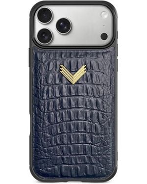 Velante Alligator-Effect Leather Phone Case - Blue
