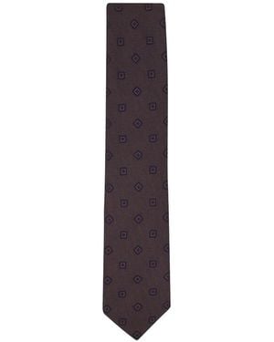 Brioni Geometric-Pattern Silk Tie - Purple