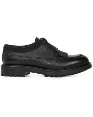 Etro Lace-Up Grained-Leather Loafers - Black