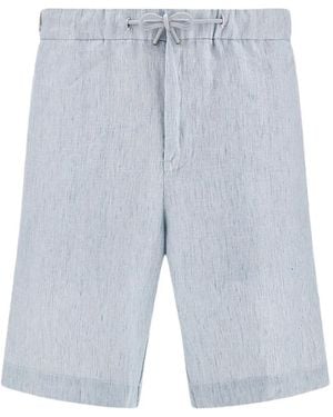 Paul & Shark Drawstring Linen Bermuda Shorts - Blue