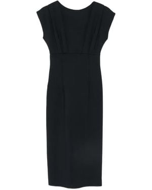 Carla G Pleated V-Back Midi Dress - Black
