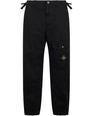 Stone Island Pantalon À Poches Et Logo - Black
