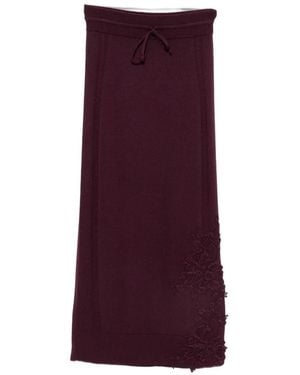 Ermanno Scervino Lace-Embellished Drawstring Midi Skirt - Purple