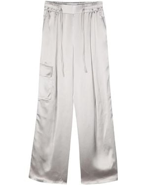 Yves Salomon Pantalon En Satin À Coupe Ample - Blanc