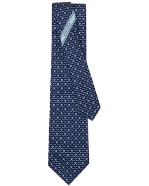 Ferragamo Seidenkrawatte Mit Bienen-Print - Blau