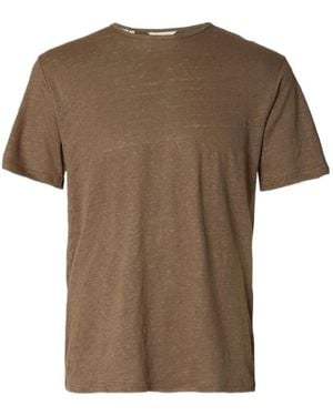 SELECTED Slub-Texture T-Shirt - Brown