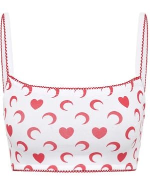 Marine Serre Heart Moon-Print Bra - Pink