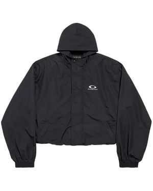 Balenciaga Loop Sports Icon Hooded Tracksuit Jacket - Black