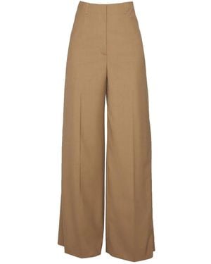 Mugler Pantaloni A Portafoglio Con Pieghe - Neutro