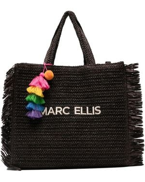 Marc Ellis Large Buby S. Claire Fringe-Trimmed Logo-Embroidered Tote Bag - Black