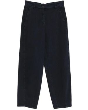 Via Masini 80 High-Waisted Straight-Leg Trousers - Blue