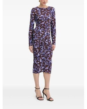 Patrizia Pepe Floral-Print Ruched Midi Dress - Blue