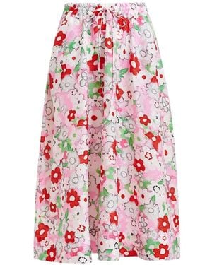 Essentiel Antwerp Floral-Detail Midi Skirt - White
