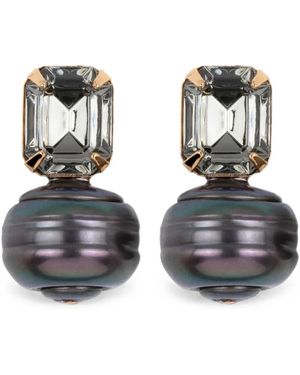 Jennifer Behr Boucles D'Oreilles Suellen Serties De Cristaux - Noir