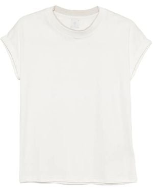 Eleventy Contrast-Trim Cap-Sleeve T-Shirt - White