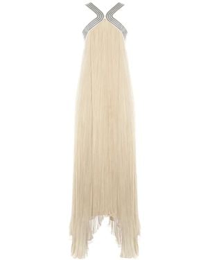 Alberta Ferretti Pleated Halterneck Dress - White
