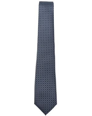 Giorgio Armani Geometric-Pattern Silk Tie - Blue