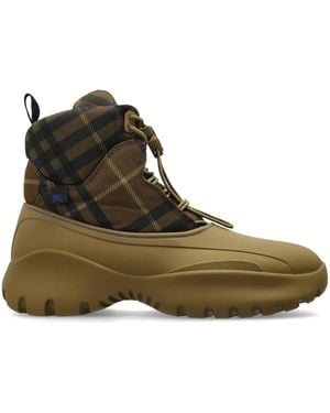 Burberry チェック ブーツ - ブラウン