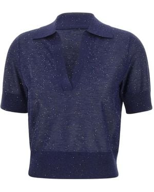 Kangra Sequin V-Neck T-Shirt - Blue