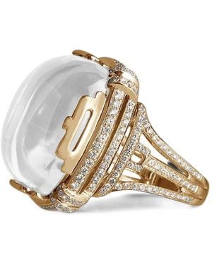 Goshwara Rock & Roll Moon Quartz And Diamond Ring - White