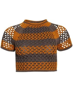 DIOTIMA Top Rae A Maniche Corte - Marrone