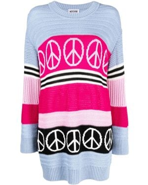 Moschino Peace Sign Colour-Block Jumper Dress - Pink