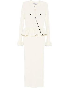 Self-Portrait Knitted Asymmetric Midi Dress - White