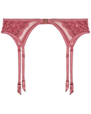 Aubade Feeling Myself Lace Suspender Belt - Red
