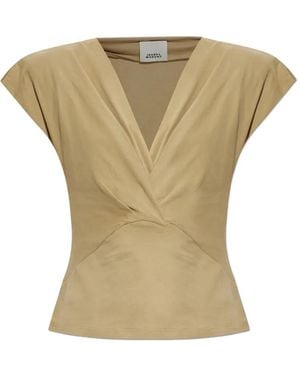 Isabel Marant Nadrine V-Neck T-Shirt - Natural