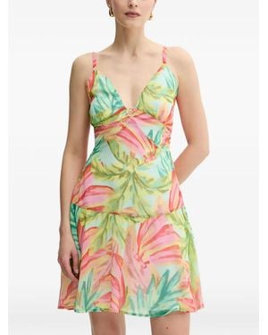 Morgan Tropical-Print Tiered Mini Dress - White