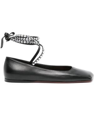 AMINA MUADDI Ane Leather Ballerina Shoes - Black