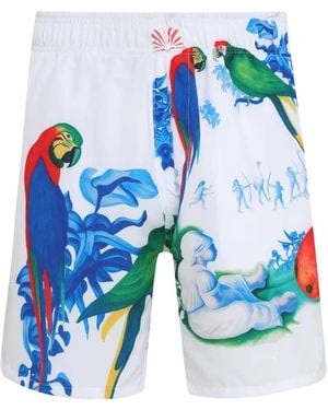 Amir Slama Parrot-Print Deck Shorts - Blue