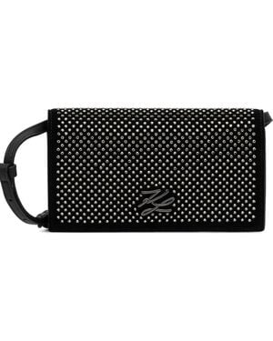 Karl Lagerfeld Studded-Logo Cross Body Bag - Black