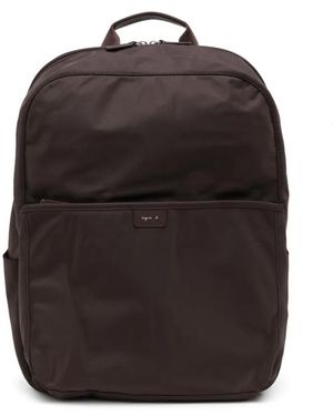 agnès b. Logo Patched Backpack - Black