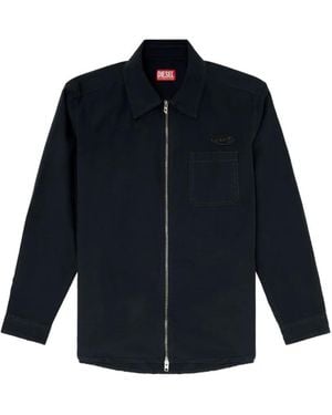 DIESEL Oval D Logo Zip-Up Shirt - Blue